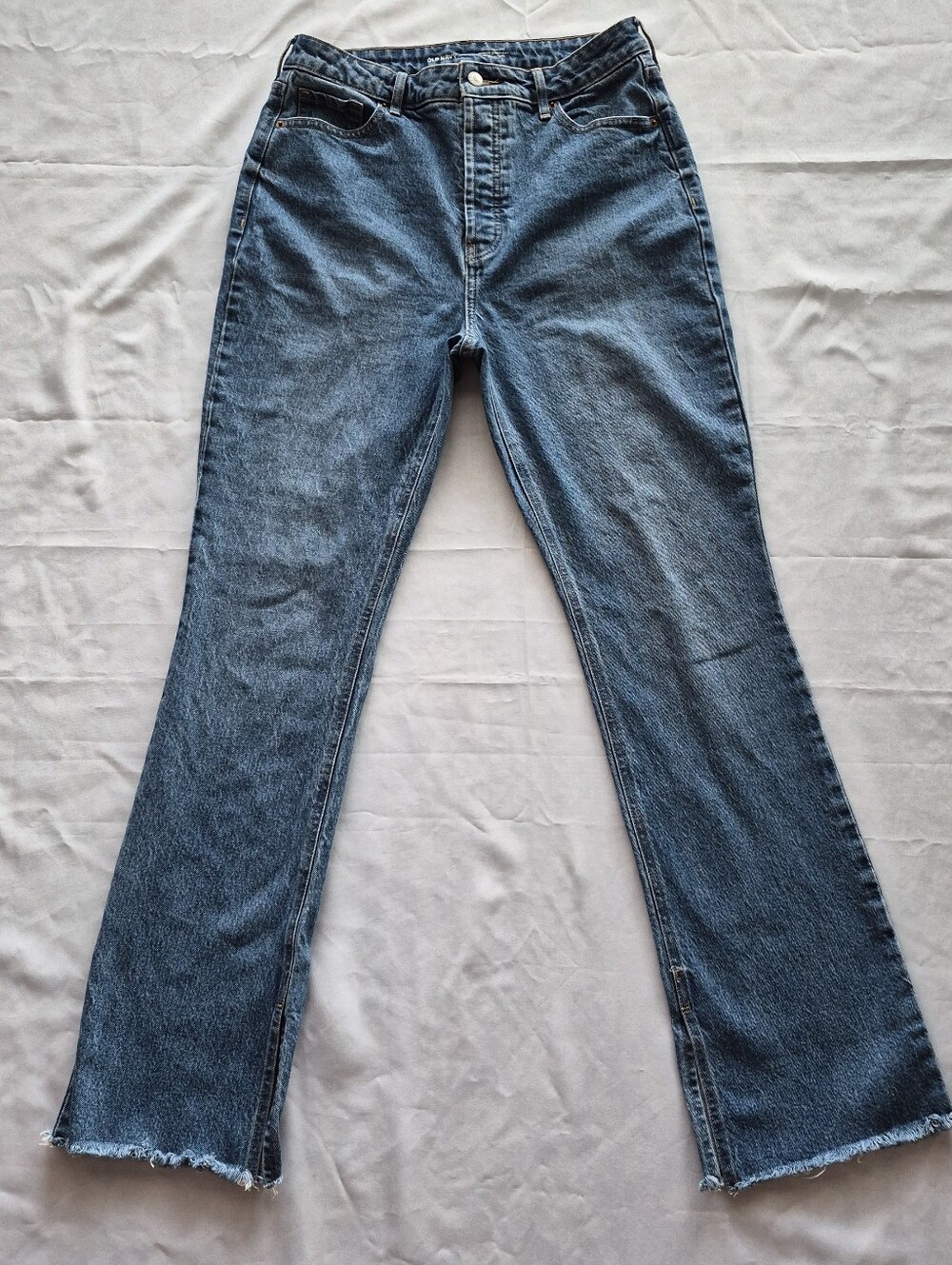 Old Navy Blue High-Rise Straight Jeans Sz 8-10 (Larger 8) Inner Ankle Splits